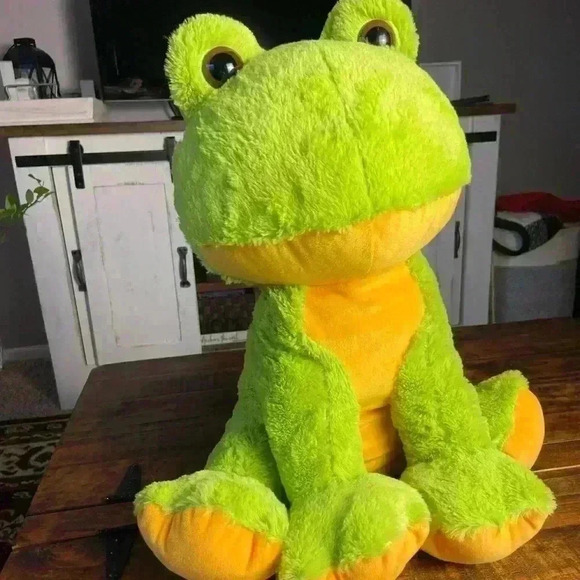 18” Green and Yellow Stuffed Soft Frog Plush - Picture 1 of 6